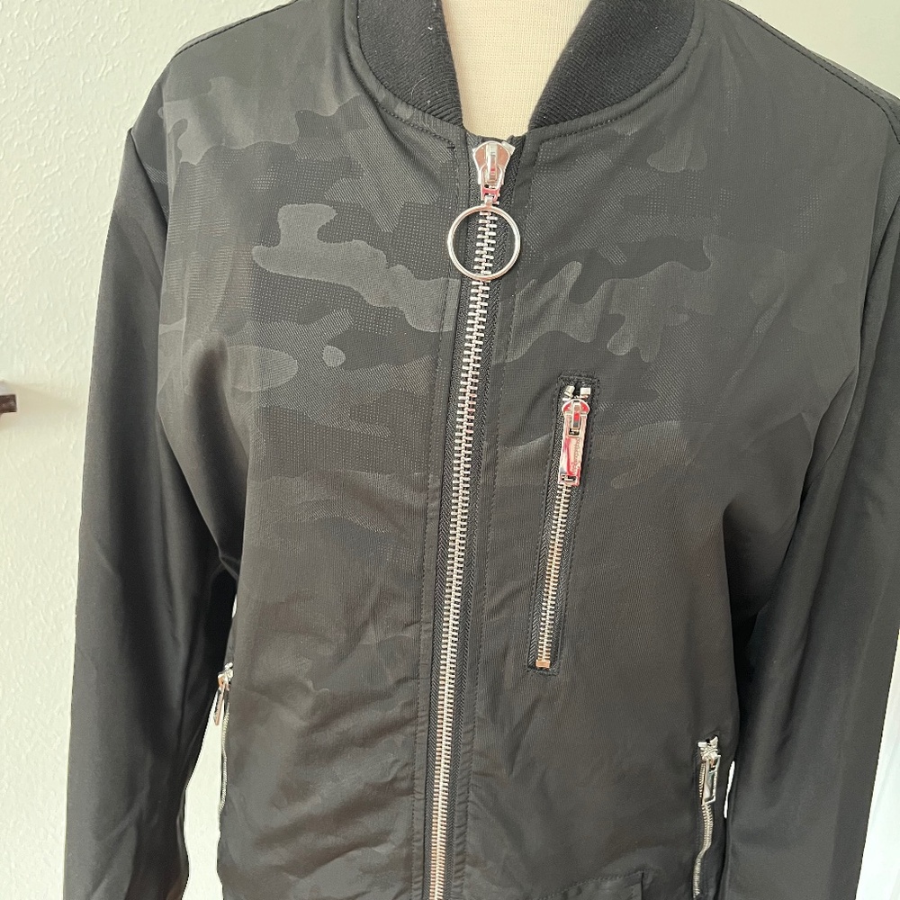 Karl Lagerfeld Black Camo Bomber Jacket